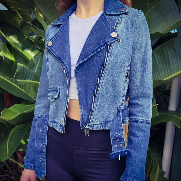 Roxy Denim Biker Jacket XS RRP 140 - Picture 3 of 16